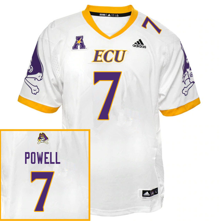 Men #7 Juan Powell ECU Pirates College Football Jerseys Sale-White - Click Image to Close